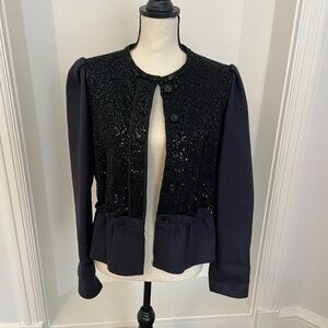 Elegant Black Sequin Women's Blazer